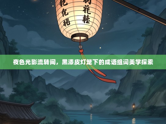 夜色光影流转间，黑漆皮灯笼下的成语组词美学探索